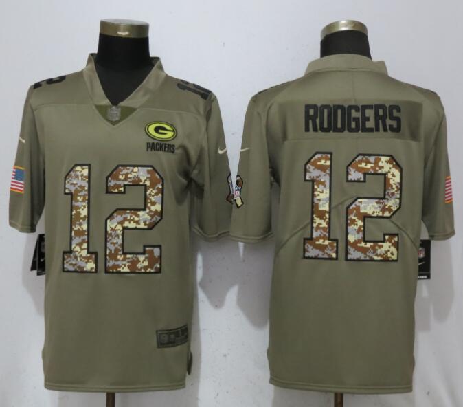 Men Green Bay Packers #12 Rodgers Olive Camo Carson Salute to Service Nike Limited NFL Jerseys->chicago bears->NFL Jersey
